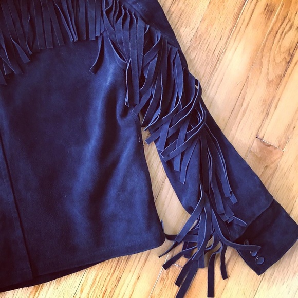 Vintage Prince Suede Embroidered Western Style Fringe Cowboy Jacket - Picture 8 of 16